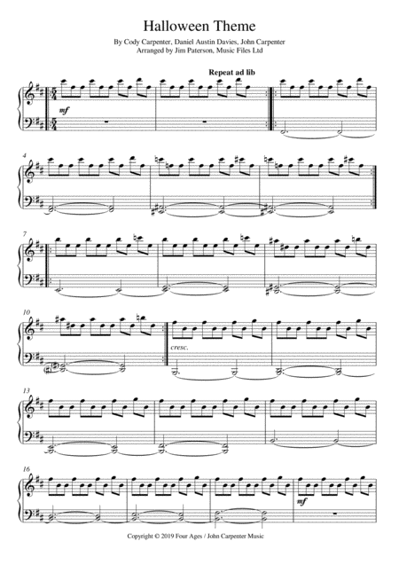 Free Sheet Music Halloween Theme For Piano