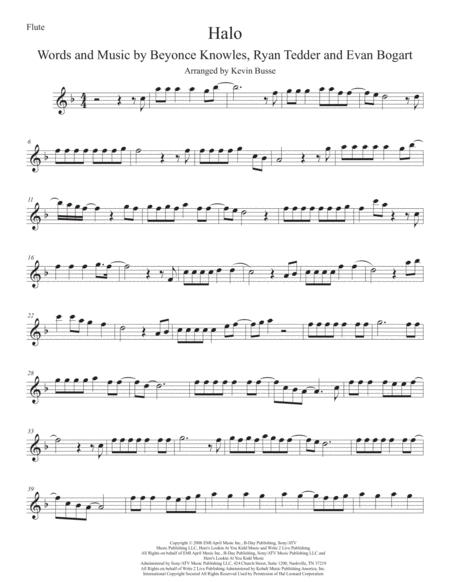 Free Sheet Music Halo Flute