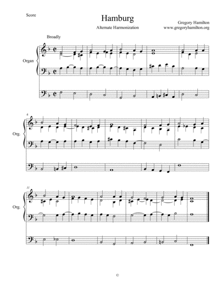 Free Sheet Music Hamburg When I Survey The Wondrous Cross Alternate Harmonization