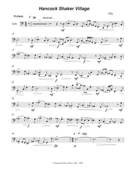 Hancock Shaker Village 2001 Cello Part Sheet Music