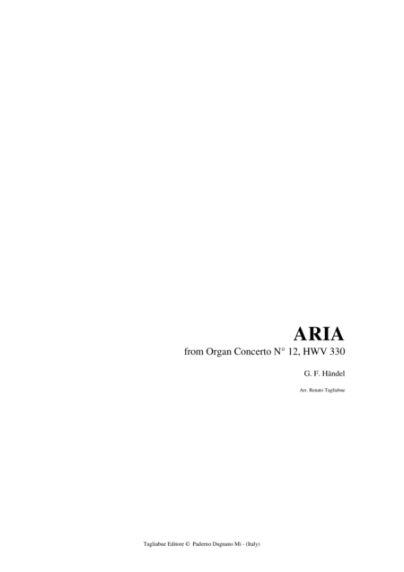 Handel Aria From Organ Concerto N 12 Hwv 330 Sheet Music