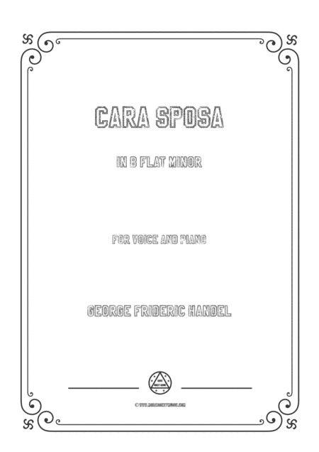 Free Sheet Music Handel Cara Sposa In B Flat Minor For Voice And Piano