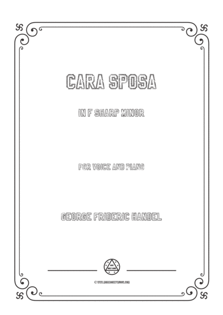 Free Sheet Music Handel Cara Sposa In F Sharp Minor For Voice And Piano