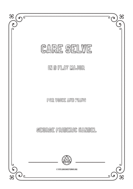 Free Sheet Music Handel Care Selve In D Flat Major For Voice And Piano