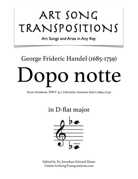 Handel Dopo Notte Transposed To D Flat Major Sheet Music