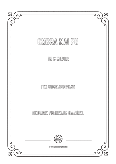 Handel Ombra Mai Fu In C Minor For Voice And Piano Sheet Music