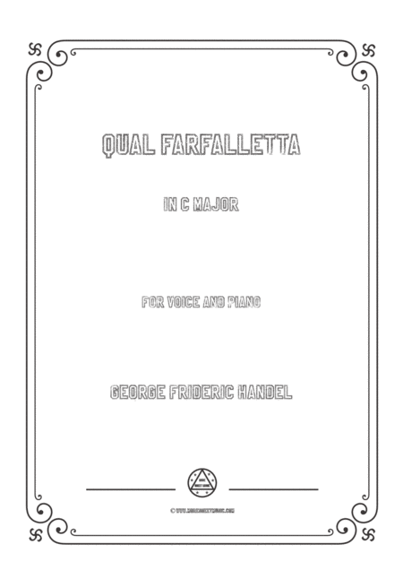 Handel Qual Farfalletta In C Major For Voice And Piano Sheet Music