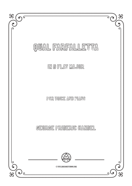 Handel Qual Farfalletta In D Flat Major For Voice And Piano Sheet Music