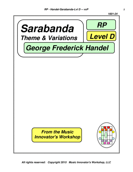 Free Sheet Music Handel Sarabanda Theme And Variations Key Map Tablature