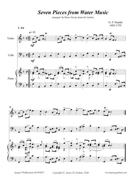 Handel Seven Pieces From Water Music For Piano Trio Sheet Music