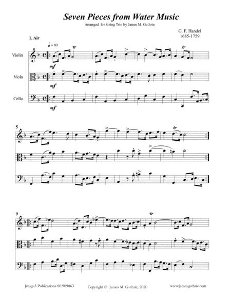 Handel Seven Pieces From Water Music For String Trio Sheet Music