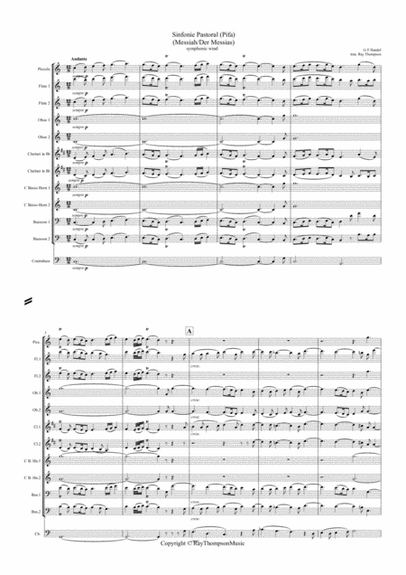 Handel Sinfonie Pastoral Pastoral Symphony Pifa From The Messiah Der Messias Symphonic Wind Sheet Music