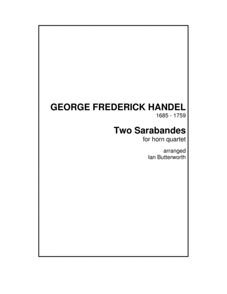 Free Sheet Music Handel Two Sarabandes For Horn Quartet