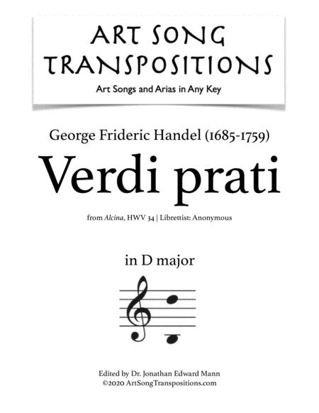 Free Sheet Music Handel Verdi Prati Transposed To D Major