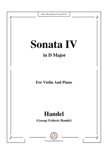 Free Sheet Music Handel Violin Sonata Iv In D Major For Violin And Piano