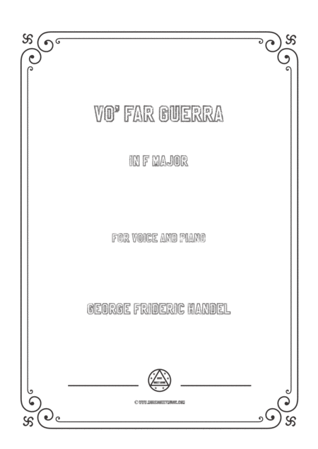 Free Sheet Music Handel Vo Far Guerra In F Major For Voice And Piano