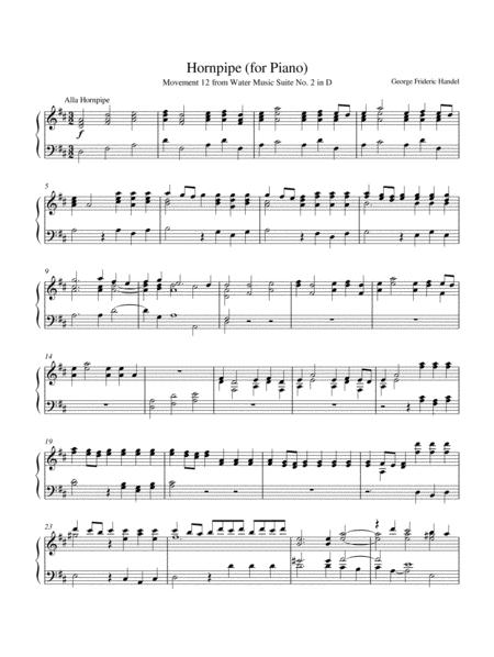 Handel Water Music Alla Hornpipe Original Piano Solo Sheet Music