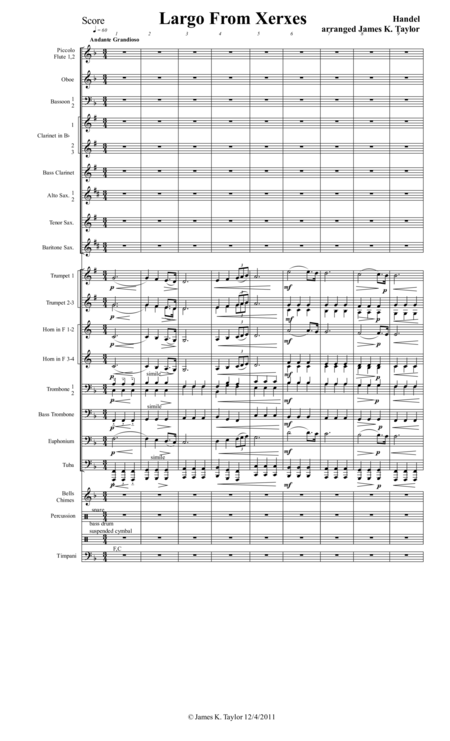 Free Sheet Music Handels Largo From Xerxes