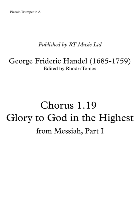 Free Sheet Music Handels Messiah Hwv56 Trumpet 1 Parts