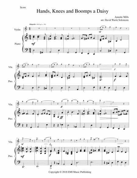 Free Sheet Music Hands Knees And Boomps A Daisy For Violin And Piano