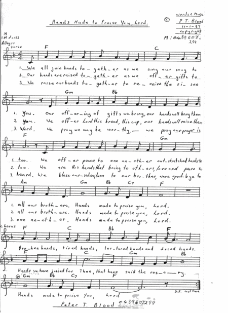 Hands Made To Praise You Lord Sheet Music