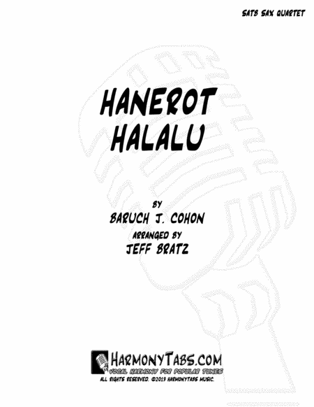 Free Sheet Music Hanerot Halalu Satb Sax Quartet