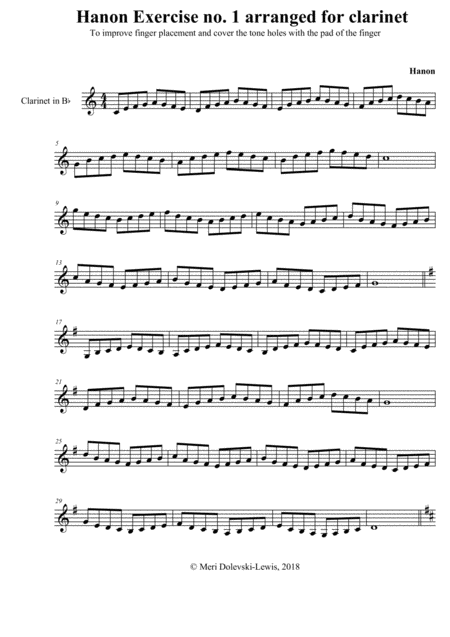 Free Sheet Music Hanon Exercise No 1 For Clarinet