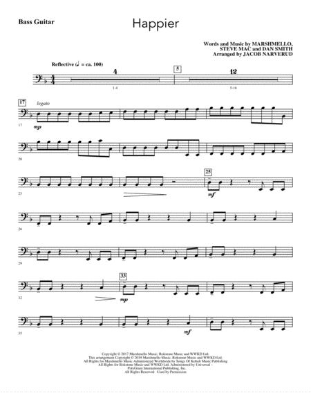 Free Sheet Music Happier Arr Jacob Narverud Bass