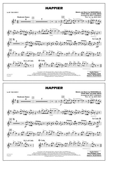 Free Sheet Music Happier Arr Matt Conaway And Jack Holt 1st Bb Trumpet