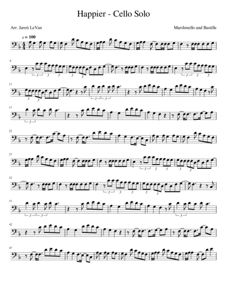 Free Sheet Music Happier Cello Solo