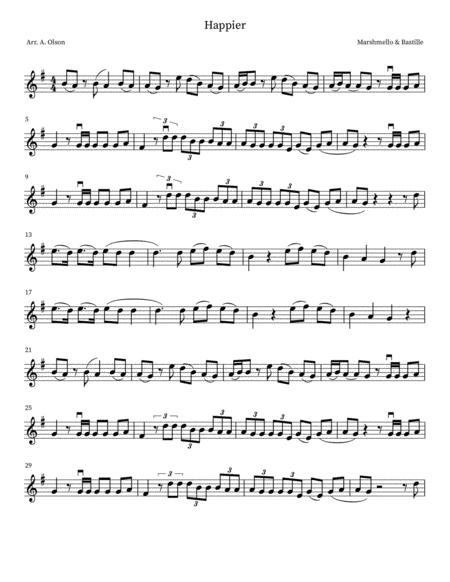 Happier Easy Violin Solo Sheet Music