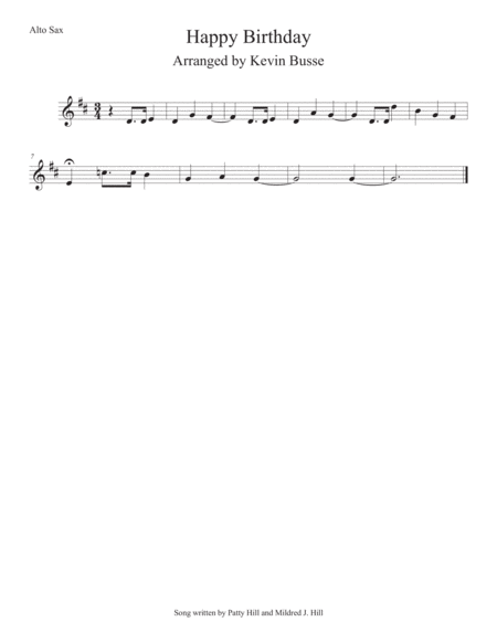 Happy Birthday Alto Sax Sheet Music