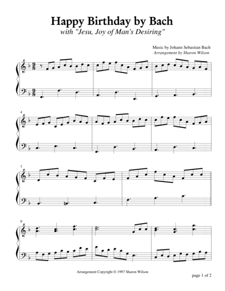 Happy Birthday By Bach Piano Solo Sheet Music