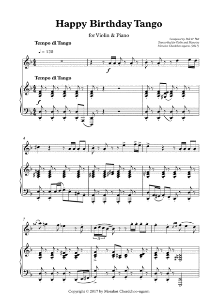 Happy Birthday Tango For Violin Piano Sheet Music