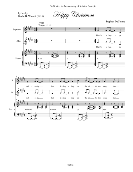 Free Sheet Music Happy Christmas