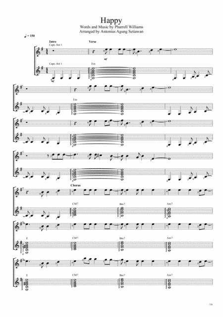 Happy Duet Guitar Score Sheet Music