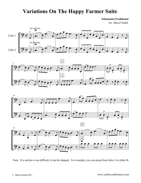 Happy Farmer Cello Duet For Two Beginner Cellists Sheet Music