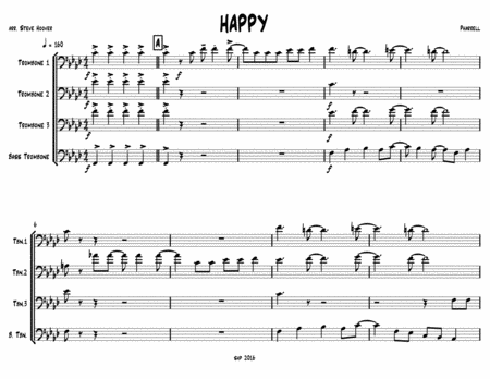 Happy For Trombone Quartet Sheet Music