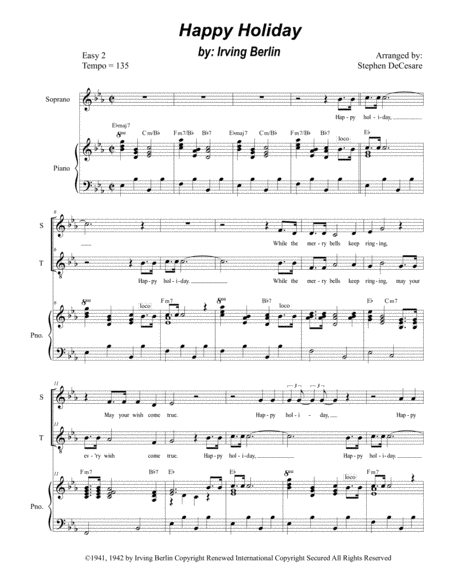 Free Sheet Music Happy Holiday Duet For Soprano And Tenor Solo