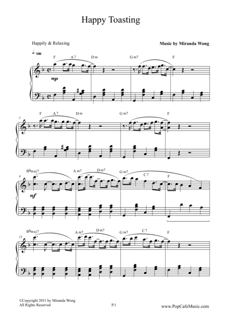 Free Sheet Music Happy Toasting Popular Jazz Piano No 4