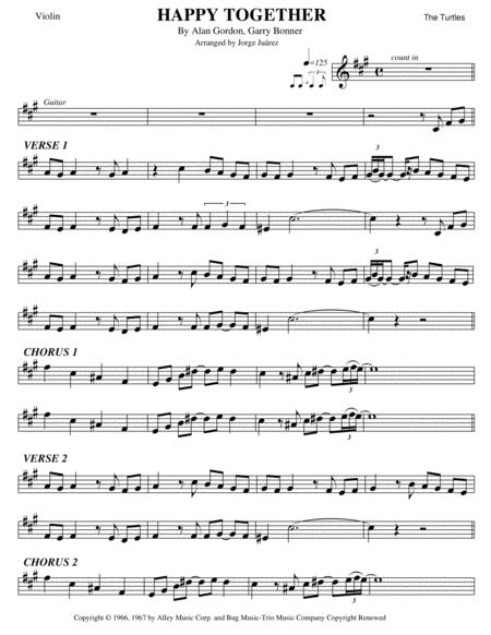 Free Sheet Music Happy Together Violin