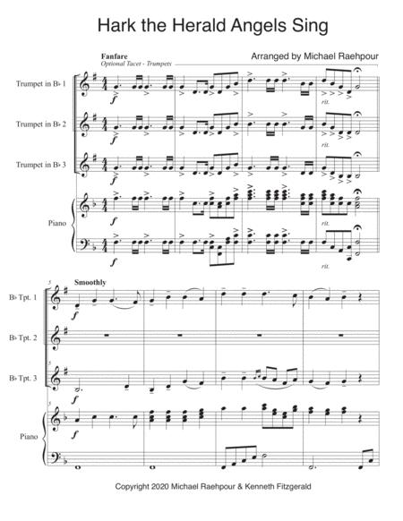 Free Sheet Music Hark The Herald Angel Sings Trumpet Trio With Piano