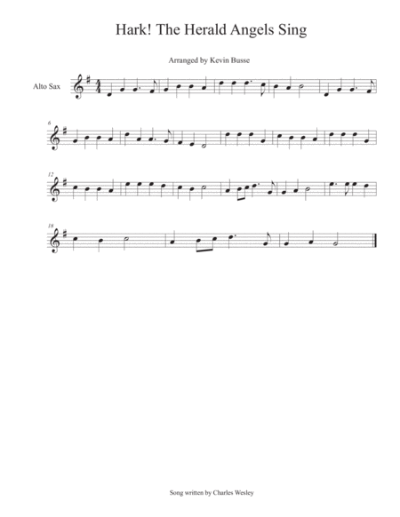 Hark The Herald Angels Sing Alto Sax Sheet Music