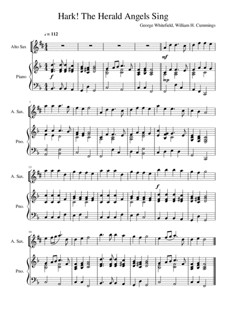 Hark The Herald Angels Sing Alto Saxophone Solo Sheet Music