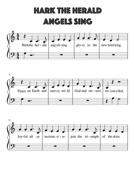 Hark The Herald Angels Sing For Very Easy Piano Sheet Music