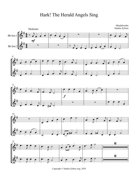 Free Sheet Music Hark The Herald Angels Sing Treble Bb Instrument Duet Parts Only
