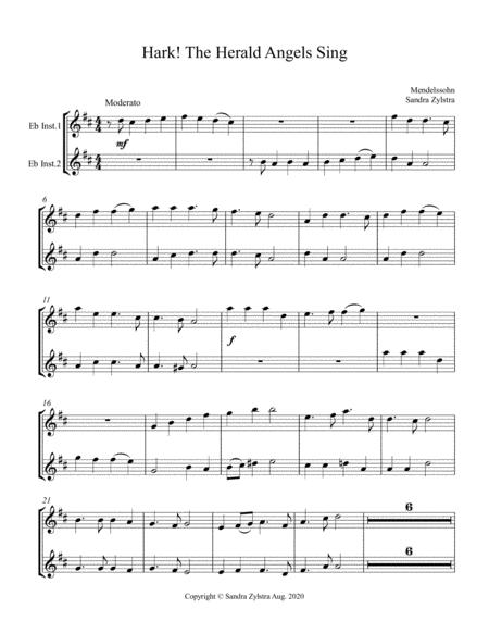 Free Sheet Music Hark The Herald Angels Sing Treble Eb Instrument Duet Parts Only