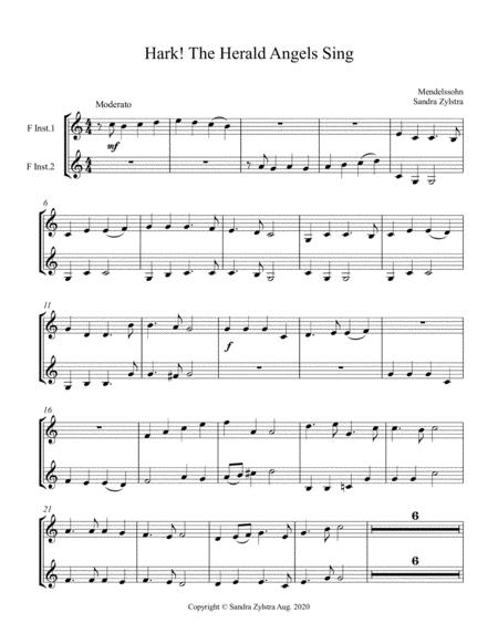 Free Sheet Music Hark The Herald Angels Sing Treble F Instrument Duet Parts Only