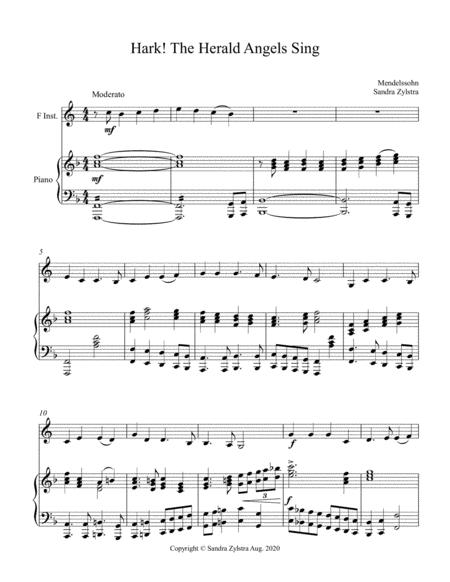 Free Sheet Music Hark The Herald Angels Sing Treble F Instrument Solo
