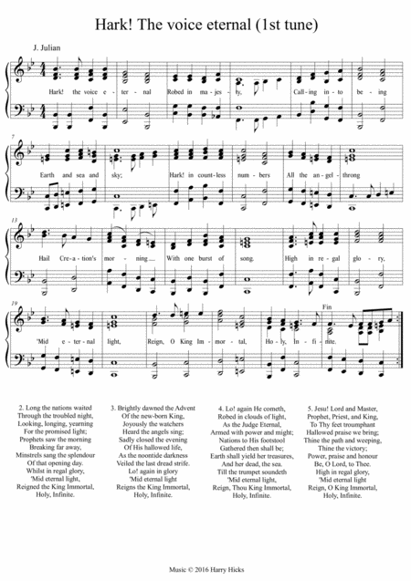 Hark The Voice Eternal A New Tune To This Wonderful Old Hymn Sheet Music